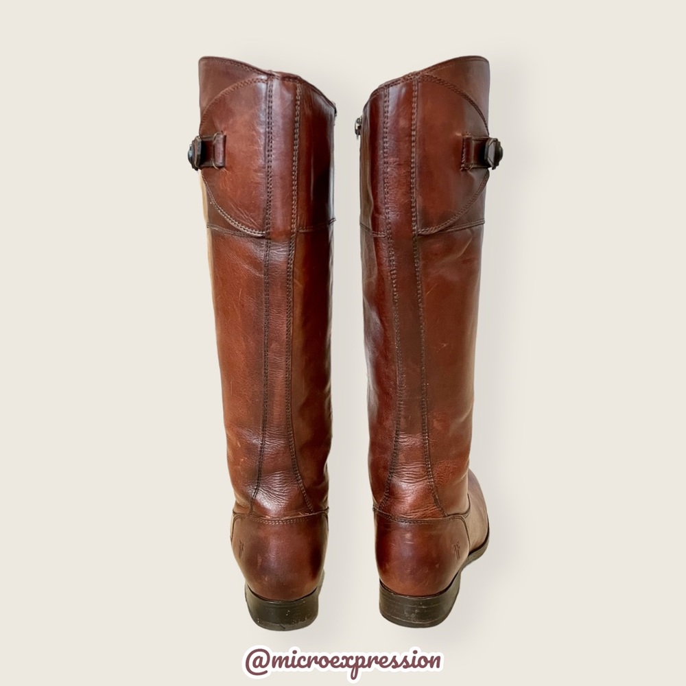 Frye Molly Button Brown Leather Tall Knee High Equestrian Zip Up Vintage Boots - Picture 12 of 16